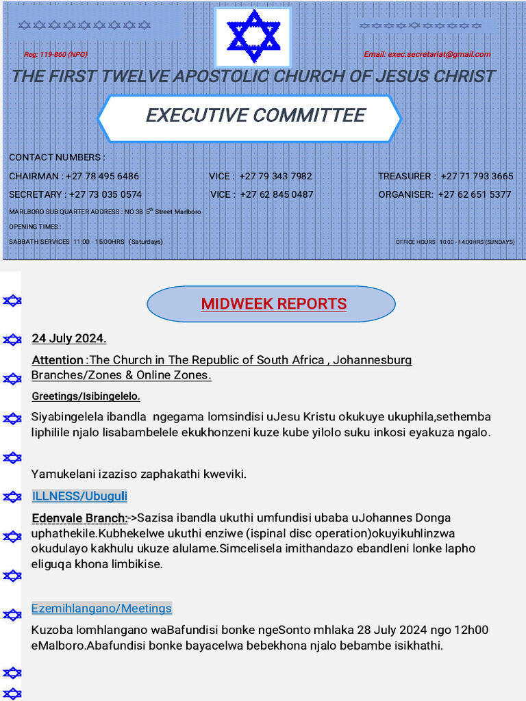 24 July 2024 Midweek Reports | PDF