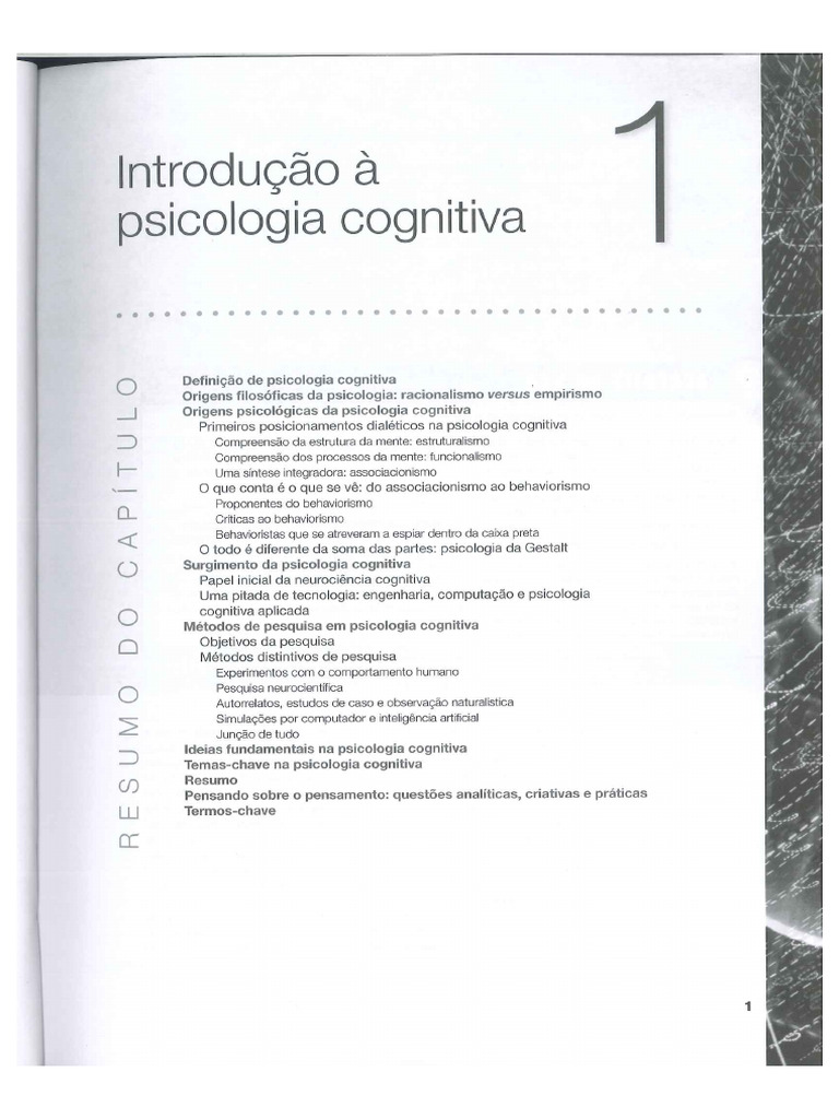 Cap 1 Introdução À Psicologia Cognitiva | PDF