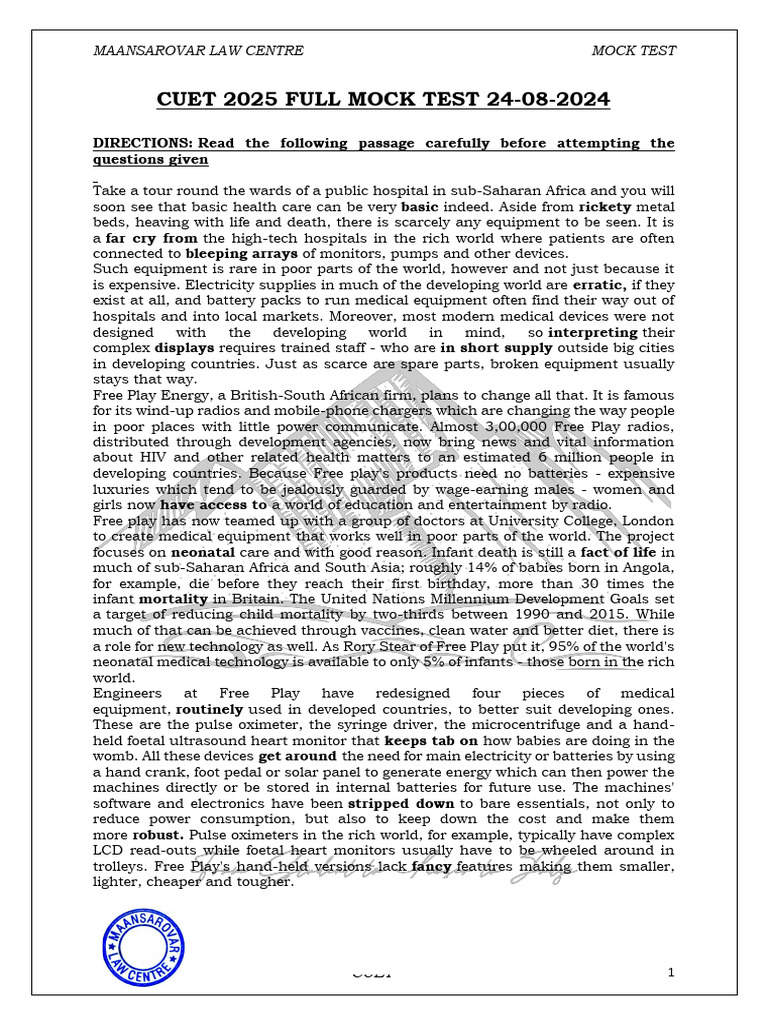 66c9adaedf4d1cuet 2025 Full Mock Test 18 PDF Form | PDF