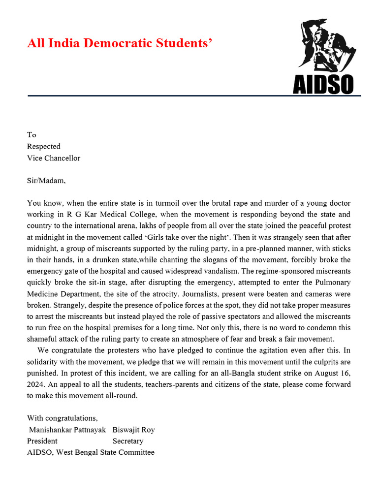 Letter To Vice Chancellor | PDF