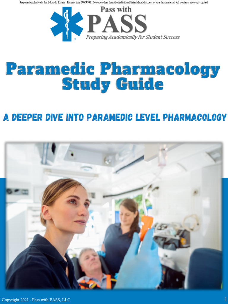 Paramedic Pharmacology Study Guide (Ebook) | PDF