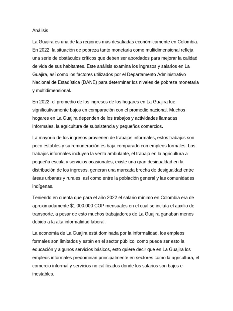 Pobreza y Desigualdad en La Guajira 2022 | PDF | Pobreza | Ciencias ...