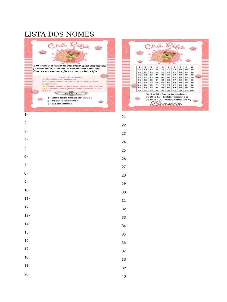 Lista Dos Nomes Pdf