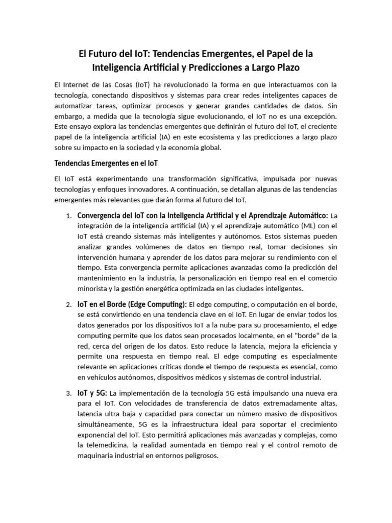 El Futuro Del IoT, Tendencias Emergentes, El Papel de La Inteligencia ...