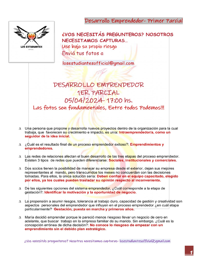 05-04-24 Desarrollo Emprendedor 1er Parcial Los Estudiantes | PDF