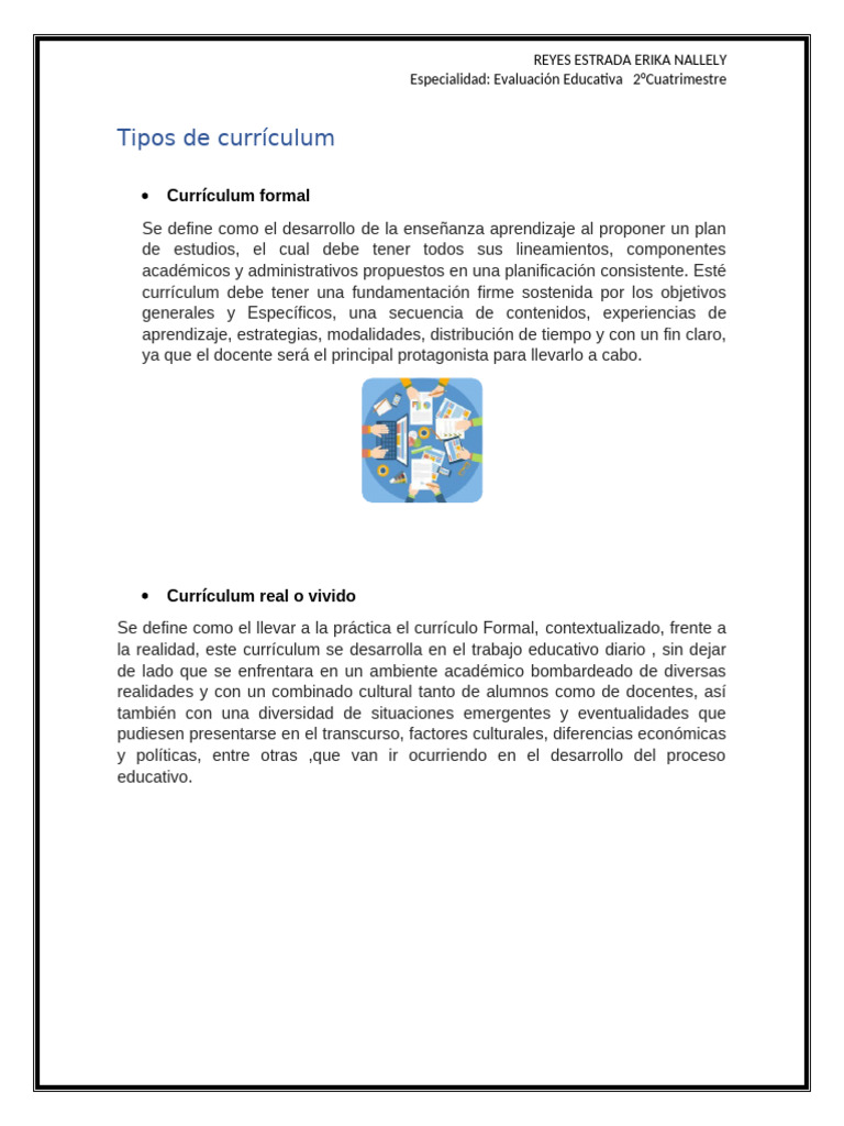 Reyes Estrada Erika Nalleyly. Currículum Formal, Real y Oculto | PDF