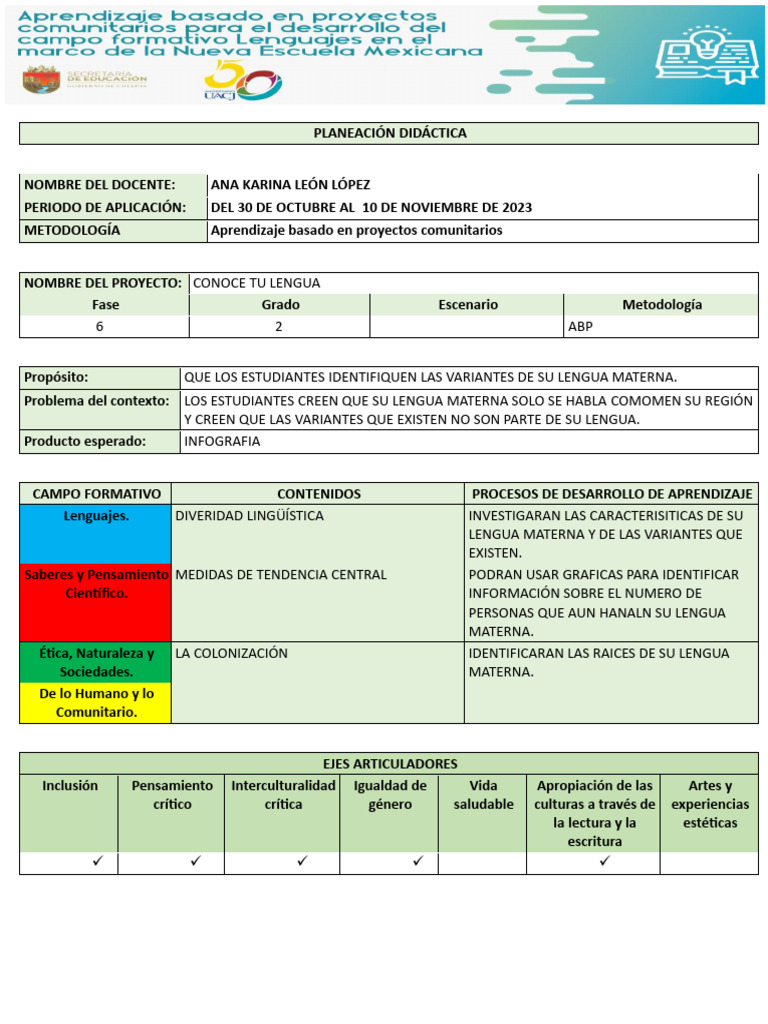 Formato B2. Diseño de Aprendizaje Basado en Proyectos Comunitarios ...