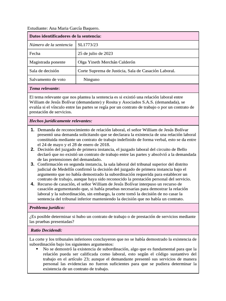 Sentencia SL-1773/23 | PDF | Derecho laboral | Sentencia (ley)