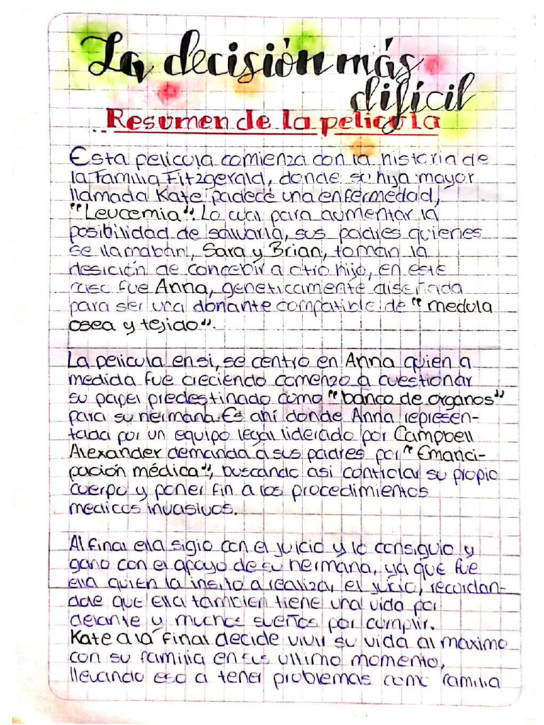 La Decision Mas DificilResumen y Aspectos de La Pelicula PDF