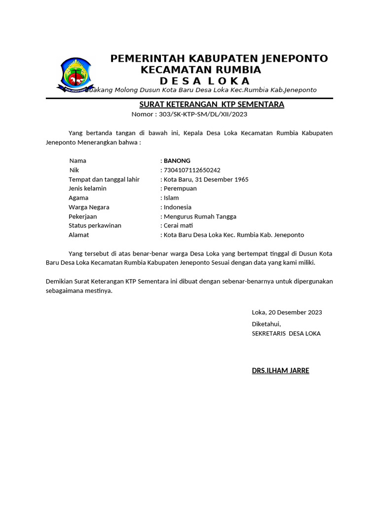 KTP Sementara | PDF