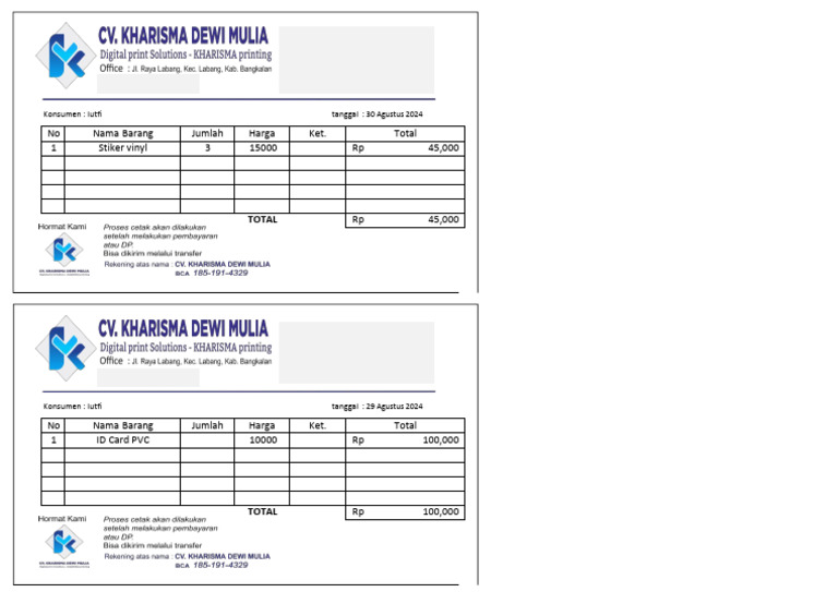 Nota Invoice | PDF