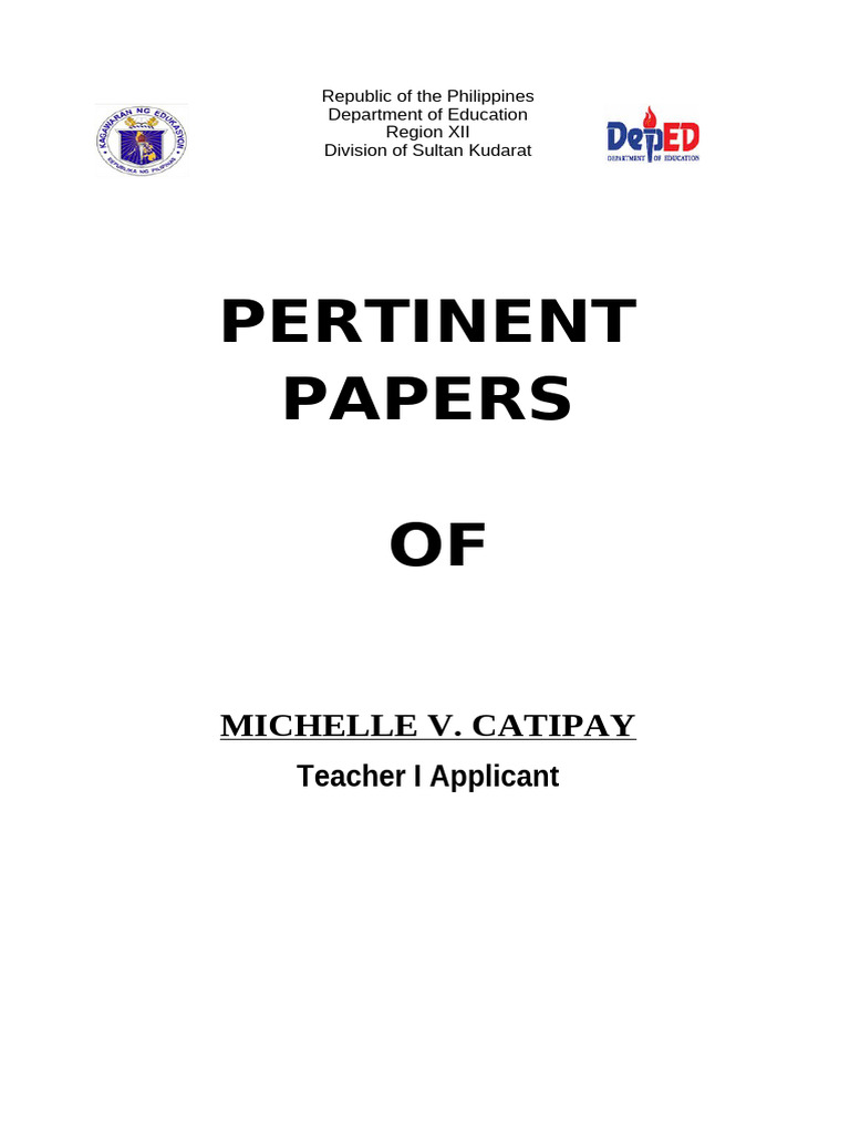 Pertinent Papers for Teacher I Application | PDF