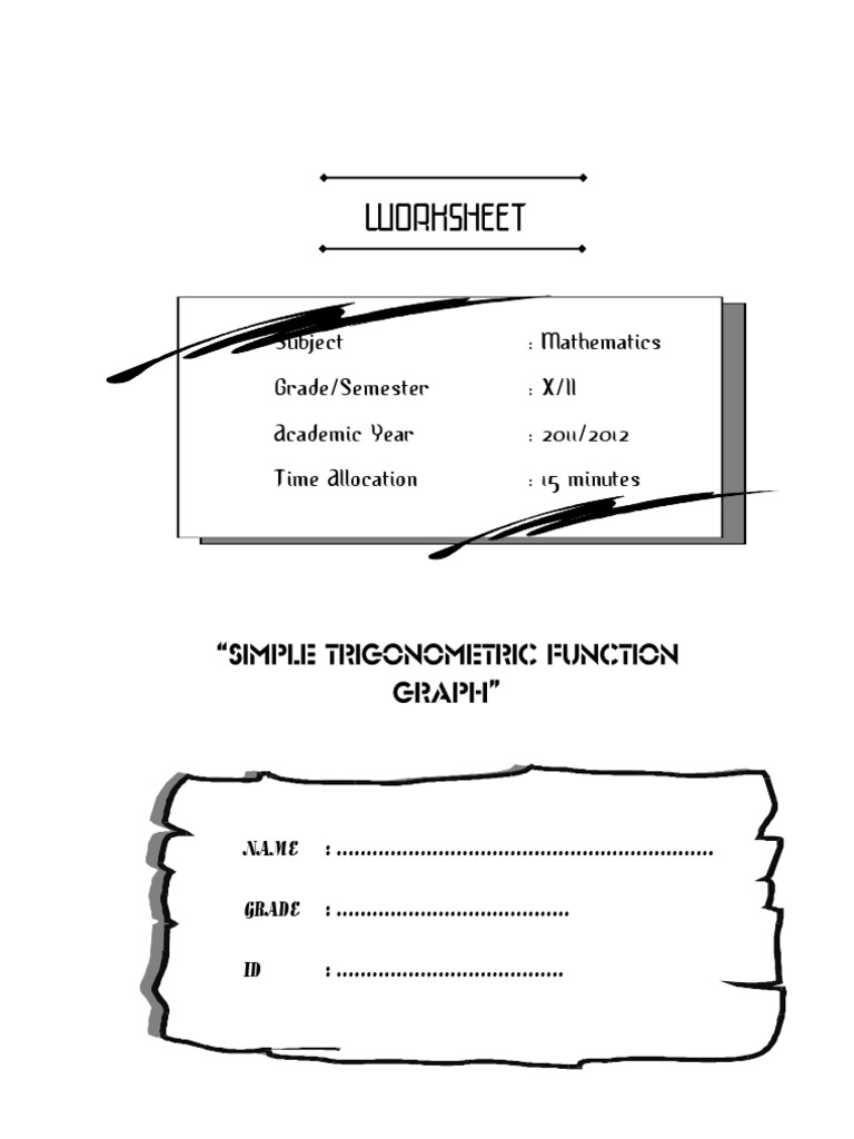 WORKSHEET - Draw Trigonometric Function Graph | PDF | Trigonometric ...