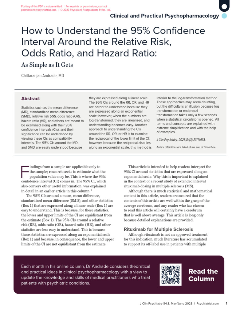 Understand Confidence Interval Risk JCP 23f14933 | PDF
