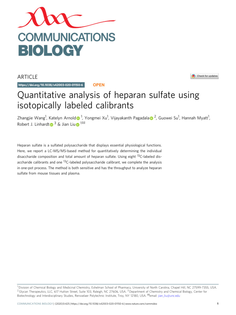 Quantitative Analysis of Heparan Sulfate Using Isotopically Labeled ...