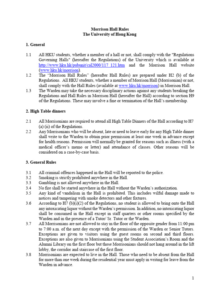 MH - Hall Rules | PDF