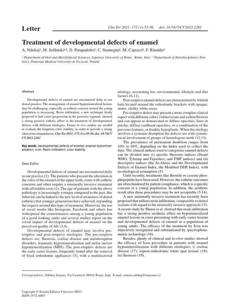 Tratamento De Defeitos De Desenvolvimento Do Esmalte Pdf