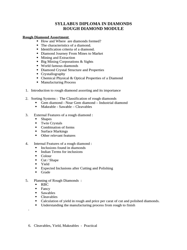 Diploma in Diamonds | PDF