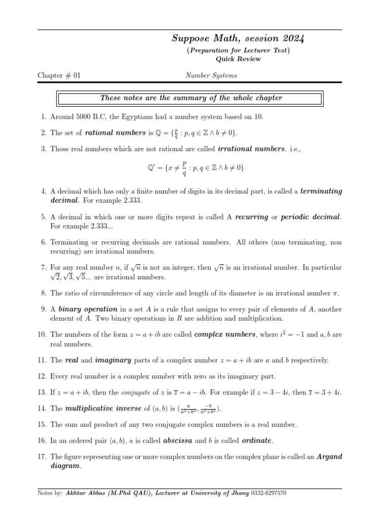 Quick Review Chapter 1 | PDF