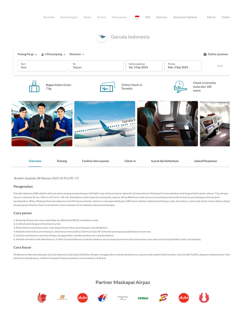 Harga Promo Tiket Pesawat Garuda Indonesia Murah Airpaz Pdf