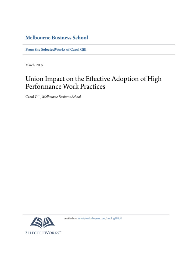Union Impact On The Effective Adoption of High Performance Work ...