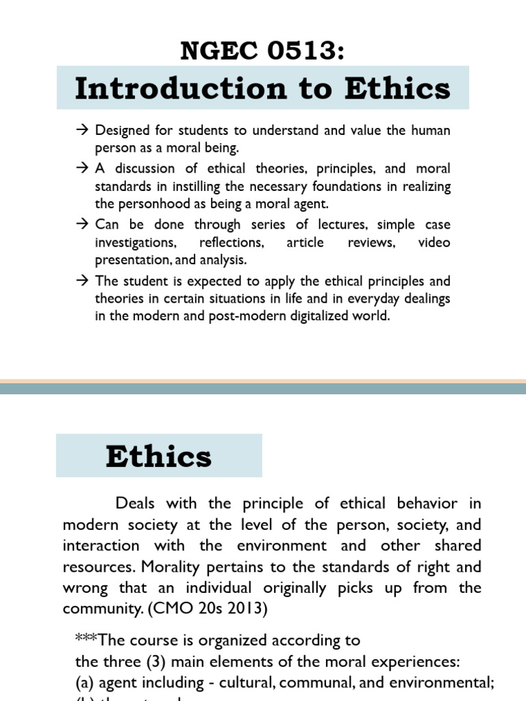 Ethics L1 About The Module | PDF