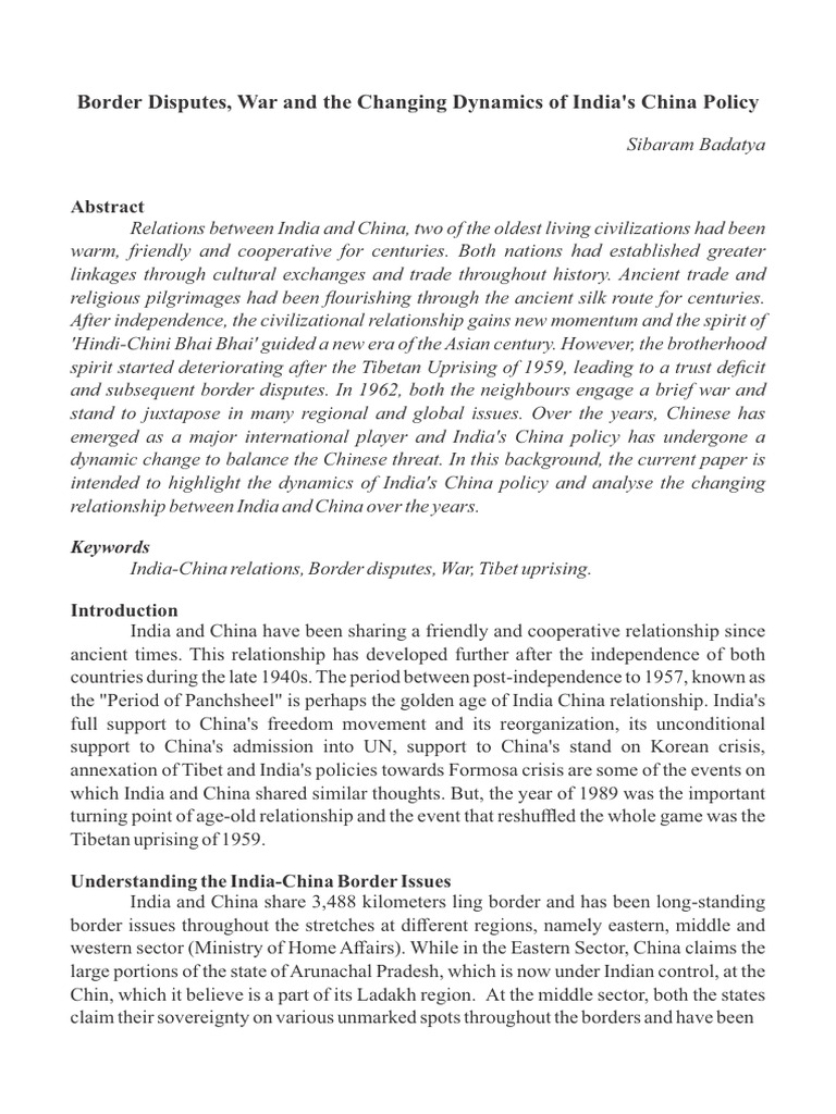 Indo China Border Dispute Paper | PDF | Tibet