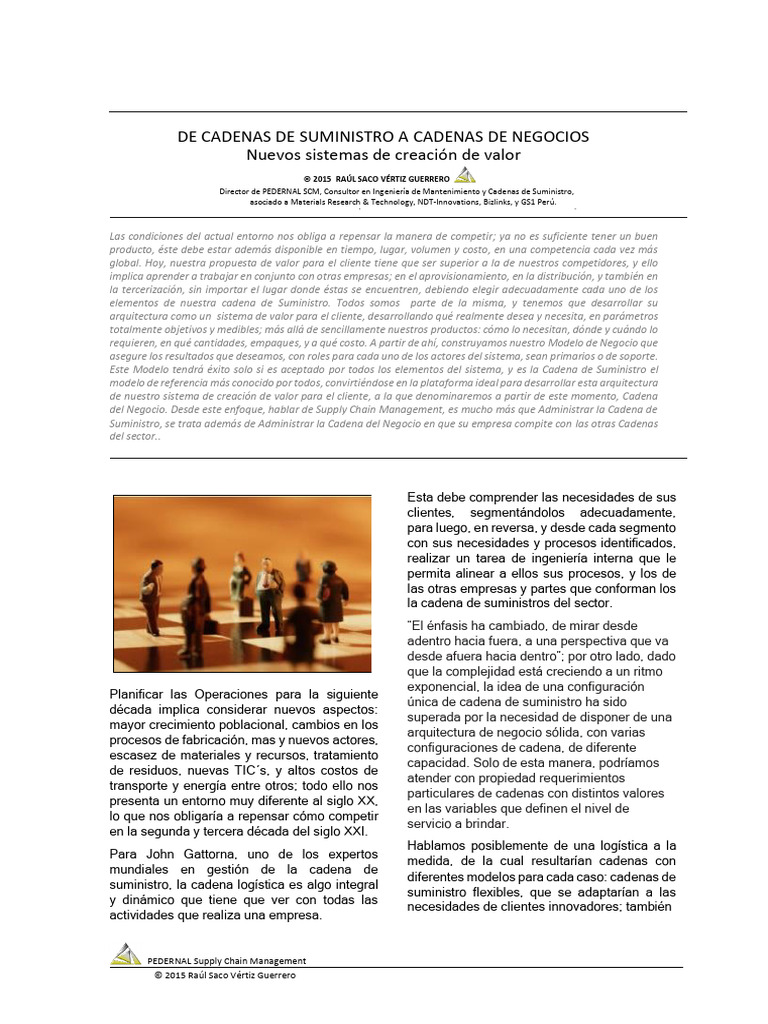 De Cadenas de Suministro a Negocios | PDF | Cadena de valor | Finanzas ...