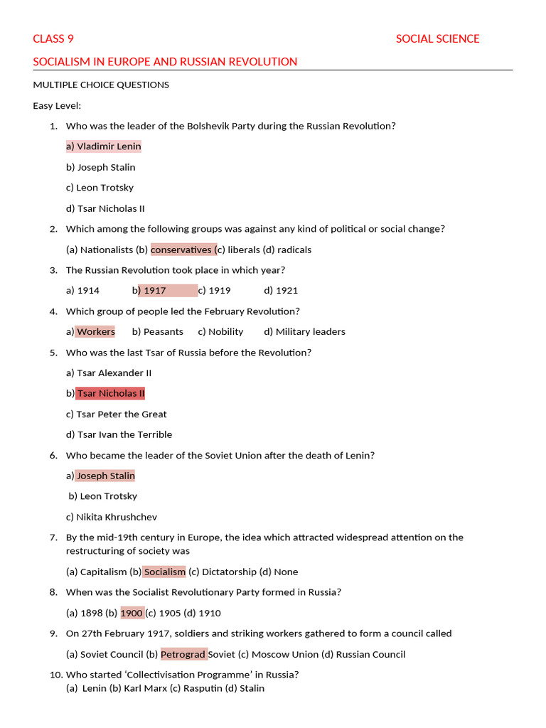 246 C 89450 Russian Revolution Answers | PDF