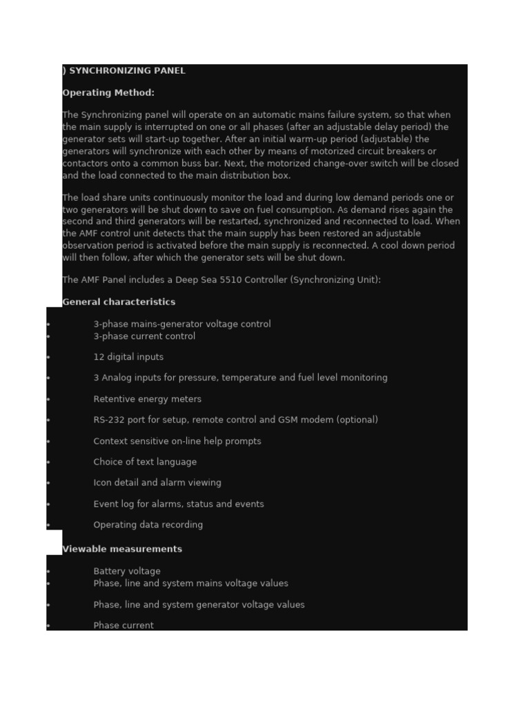 Synchronizing panel pdf