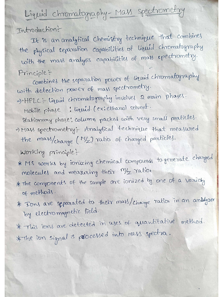 Liquid Chromatography Mass Spectrometry | PDF