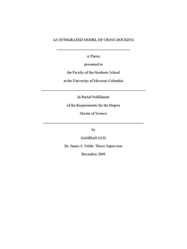 An Integrated Model Of Cross Docking Pdf