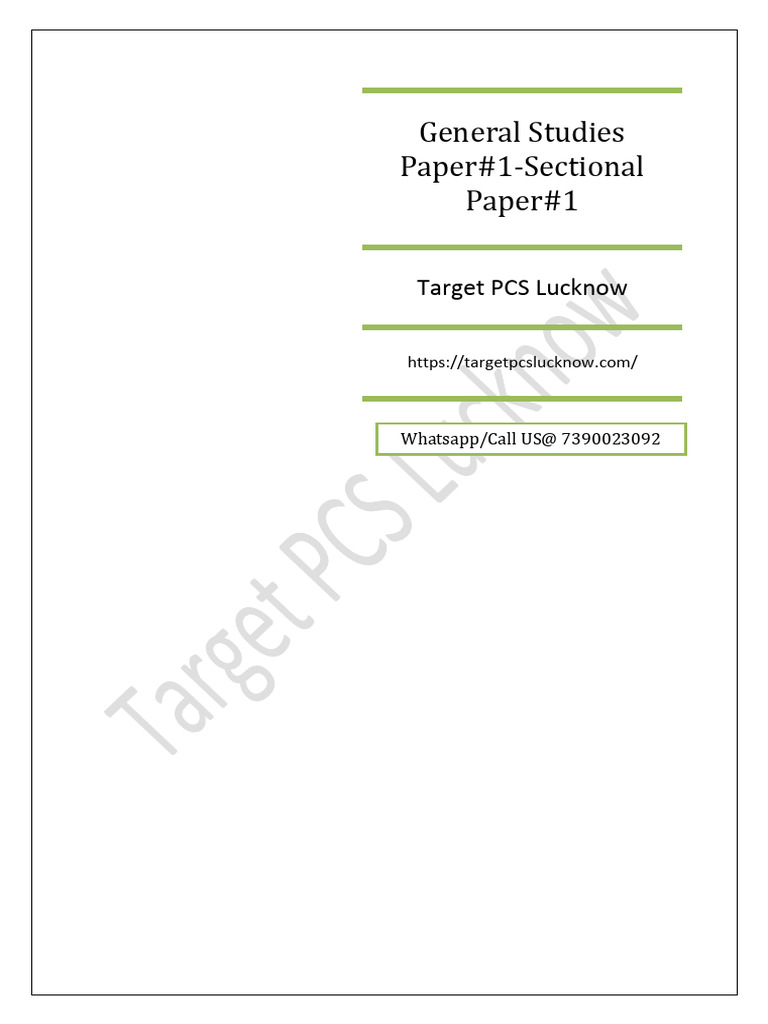 Target PCS Lucknow Sample Mock Paper1 UPPSC Prelims Test Series 2024 | PDF
