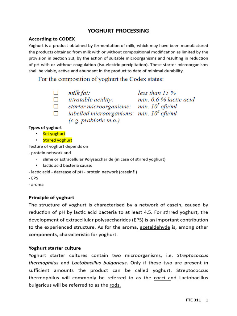 Yoghurt Processing | PDF