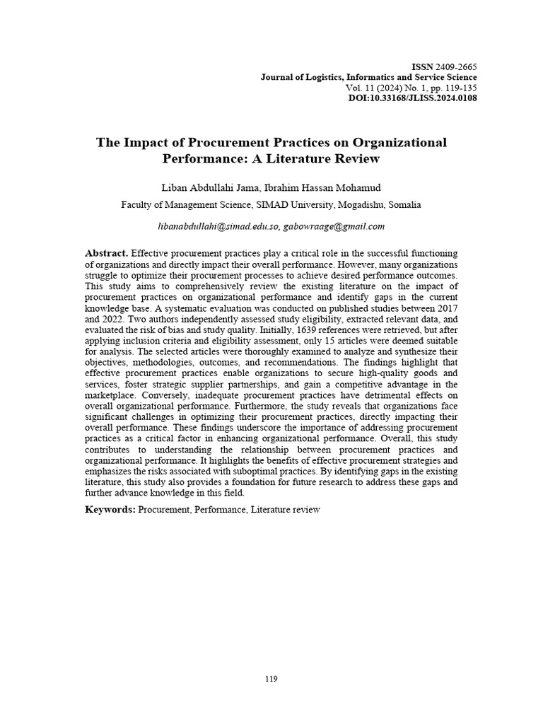 The Impact of Procurement Practices On Organizational | PDF