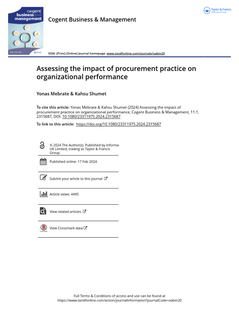 Assessing The Impact of Procurement Practice On Organizational ...