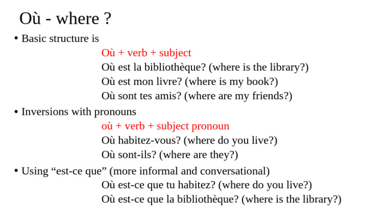 French Where Question | PDF