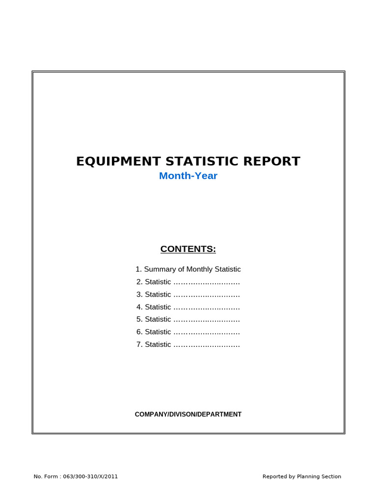 2024 - Form Equipment Statistic Report | PDF