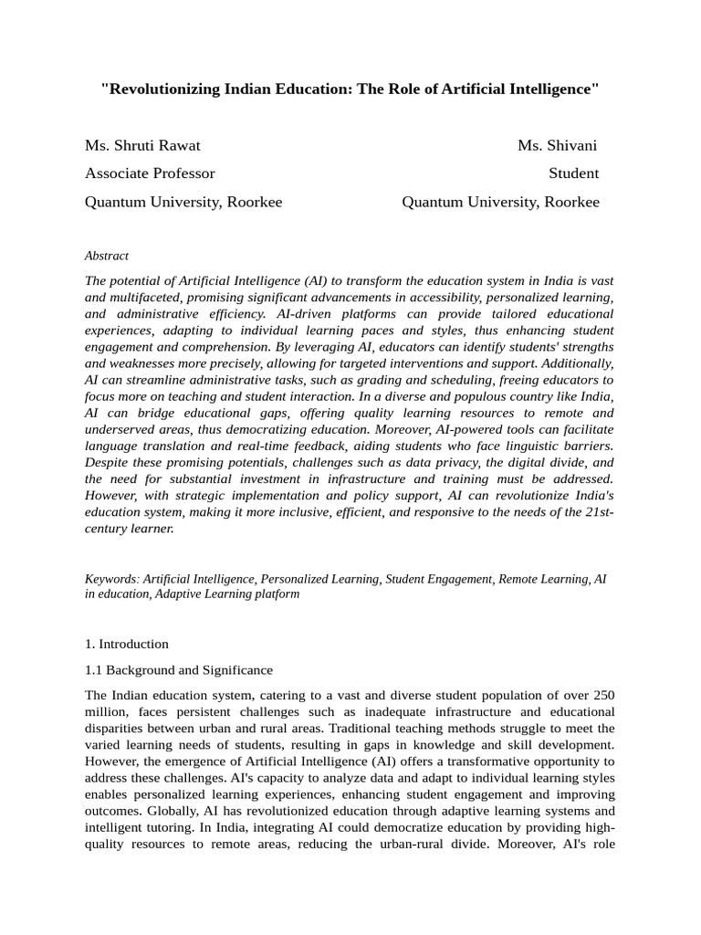 Revolutionizing Indian Education | PDF | Artificial Intelligence ...