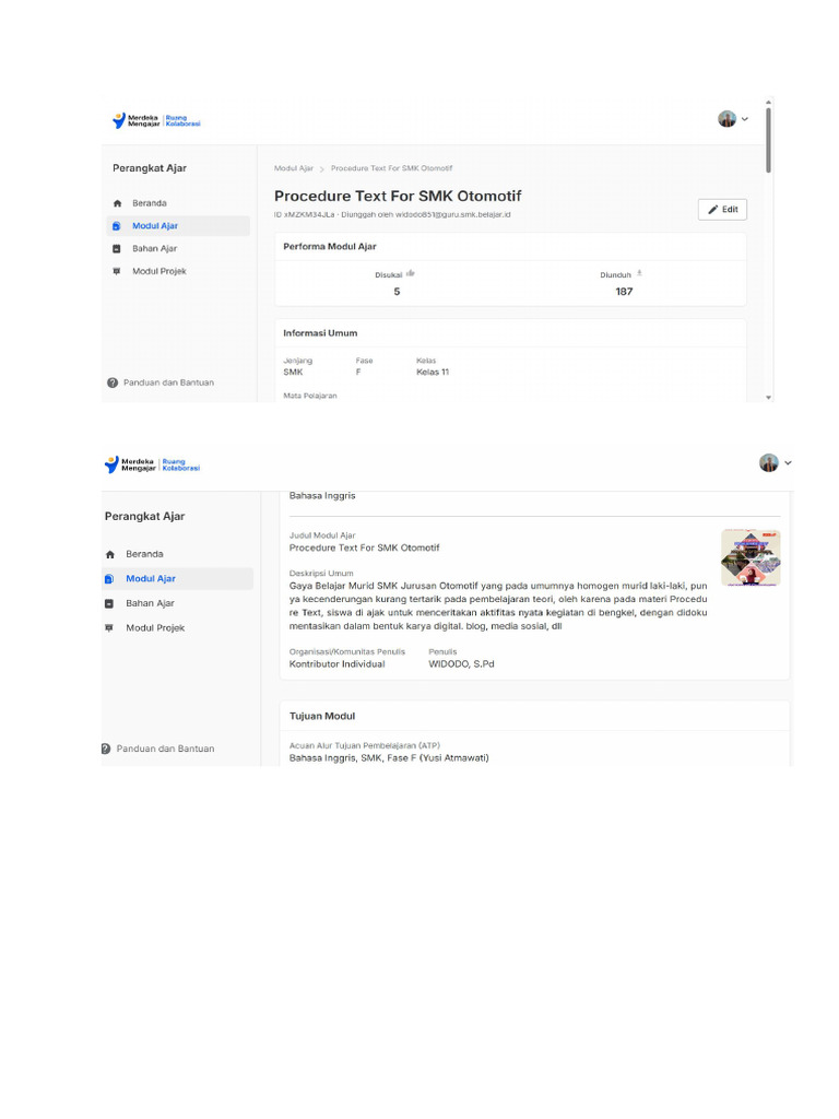 Modul Ajar Procedure Text | PDF