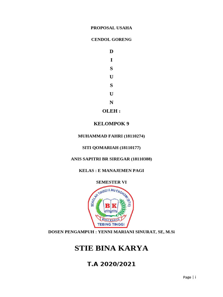 Proposal Usaha Kelompok 9 | PDF