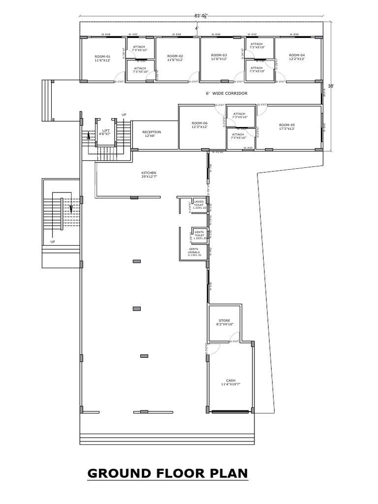 Ground Floor Plan: ROOM-04 12'2"X12' ROOM-03 11'6"X12' ROOM-02 11'6"X12 ...