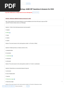Bio - 100 Biology JAMB CBT Questions & Answers For 2024