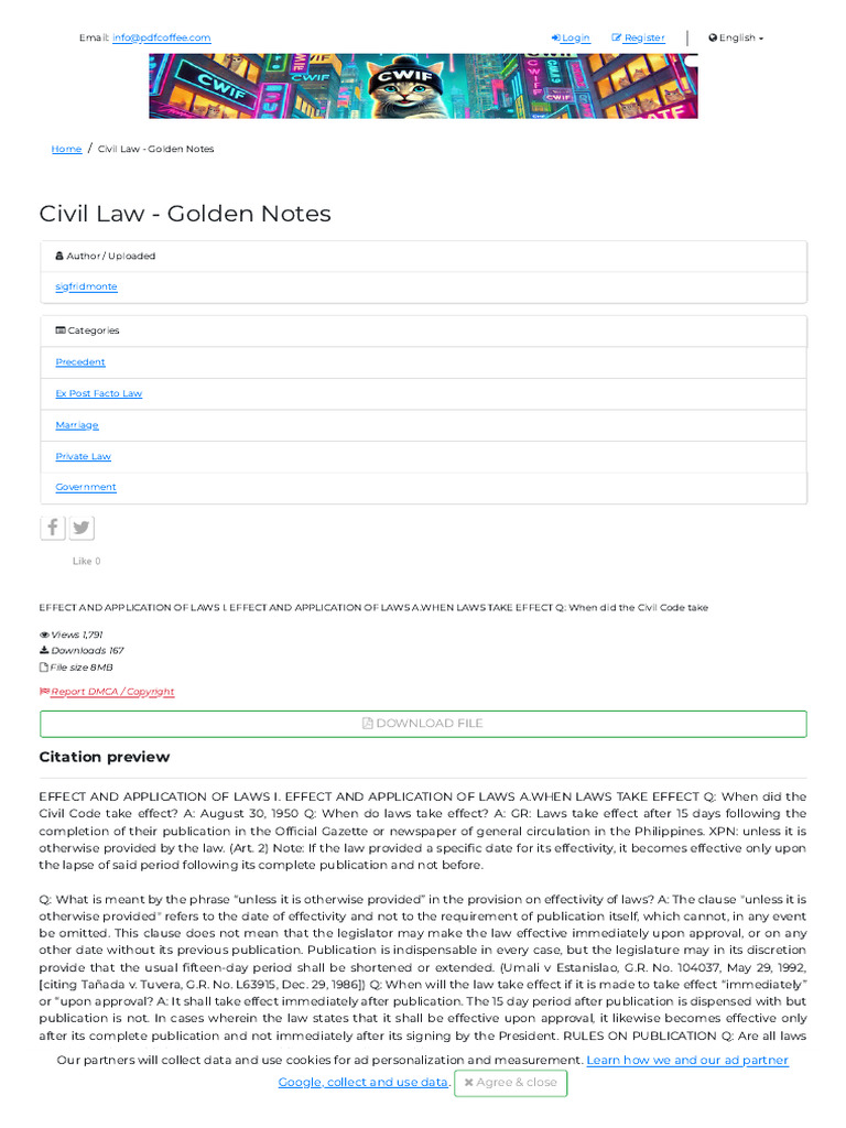 Civil Law - Golden Notes | PDF