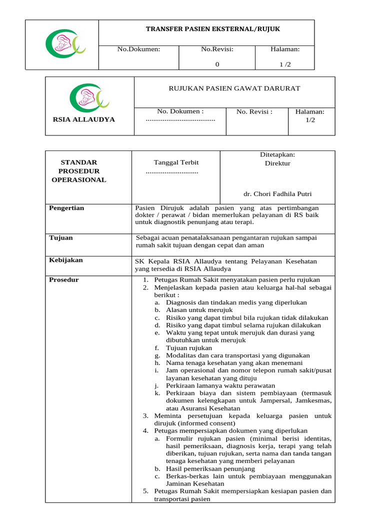 Spo Rujuk Gawat Darurat | PDF