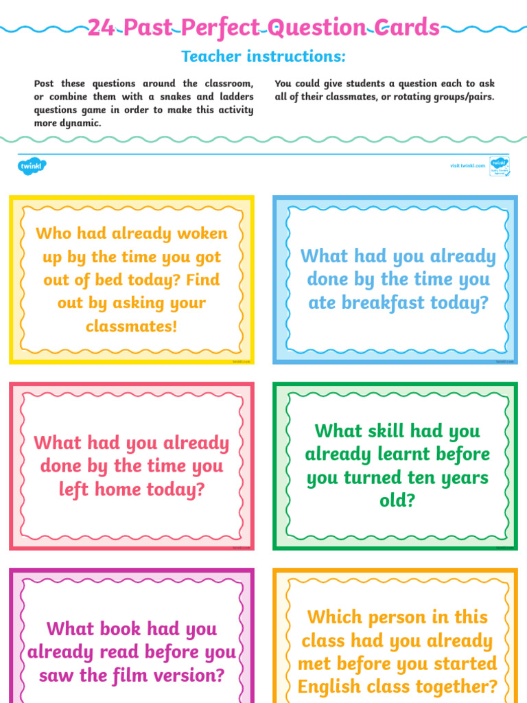 T Eal 1644353961 Past Perfect Conversation Cards Ver 1 | PDF