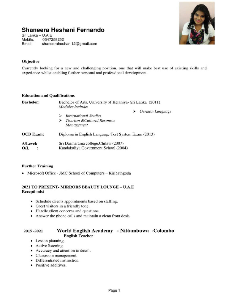 Resume Shaneera Heshani | PDF