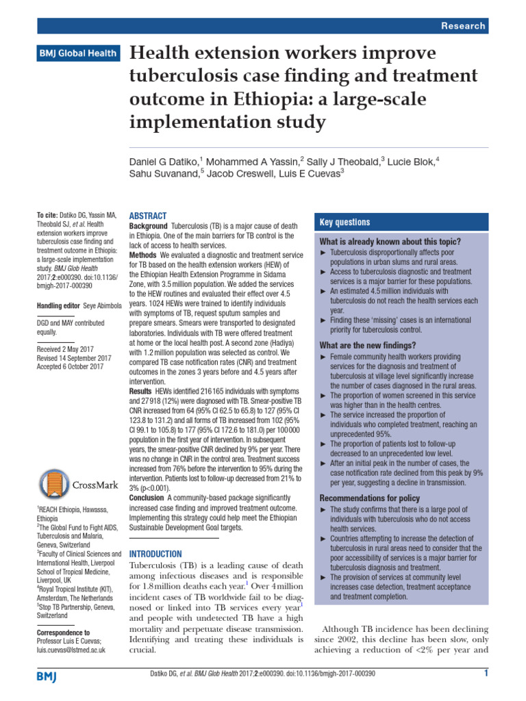 Community Health Workers Boost TB Care | PDF | Tuberculosis | Medicine
