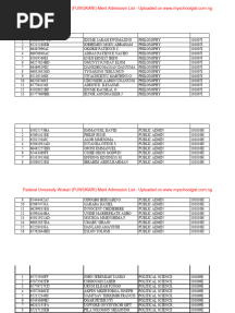 FUWUKARI Merit Admission List