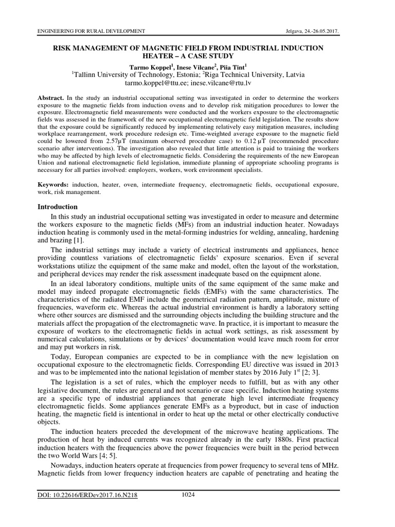 Risk Management of Magnetic Field From Industrial Induction Heater - A ...